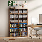 CD Storage Unit with Adjustable Shelves, 89 x 130.5 cm, Rustic Brown