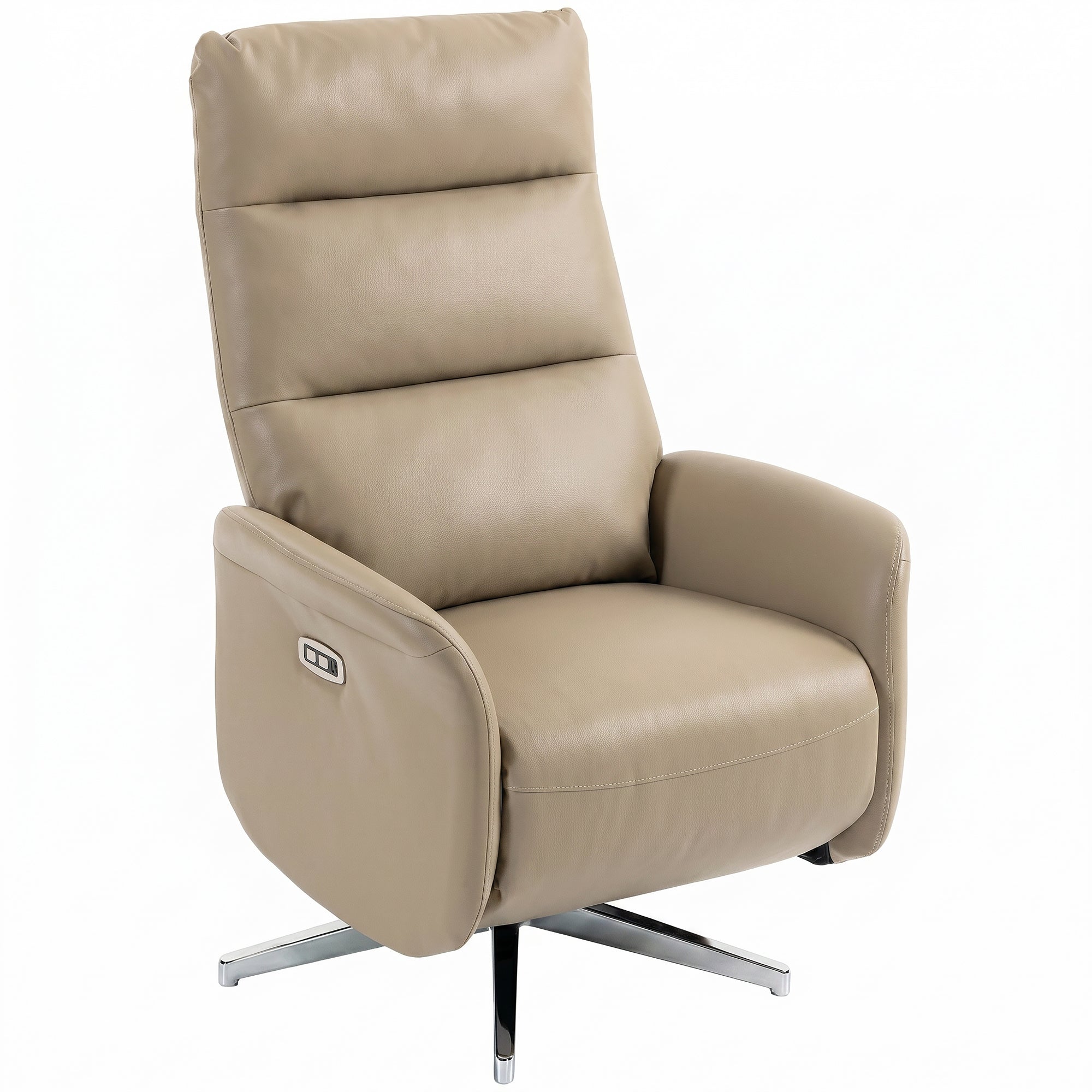 Power Recliner Chair, Swivel Electric Reclining Chair with Type C+USB, Recliner Armchair with Footrest, Brown