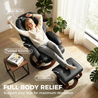 Swivel Recliner Chair with Footstool, PU Leather Recliner Armchair with Adjustable Back and Wood Frame, Black