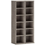 Set of 2 CD Media Display Shelf Unit Tower Rack with Adjustable Shelves, Distressed Grey