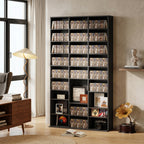 835 CD/500 DVD Storage Unit, Blu-ray Media Storage Shelf with 27 Compartments and 21 Adjustable Shelves, Black