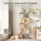 S-Shaped Bookshelf, 6-Tier Bookcase, Freestanding Storage Shelves with Anti-Tip Strap, Light Green