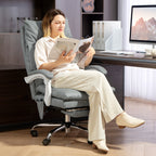 Faux Leather Office Chair, with Inflatable Lumbar - Grey