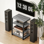 HiFi Stand, with Four Storage Shelves - Dark Grey