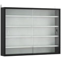 5-Tier Wall Display Cabinet,  Wall Mounted Display Case w/ 4 Adjustable Shelves, Glass Doors, 60x80cm, Black and White