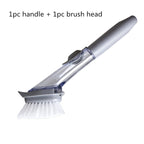 Long Handle Hydraulic Pot Brush – Kitchen Cleaning Brush with Soap Dispenser