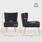 Modern Accent Chair, Fabric Living Room Chair with Rubber Wood Legs and Thick Padding, Black
