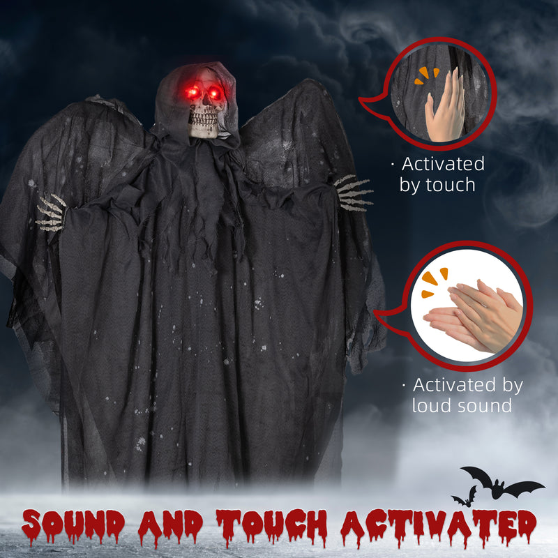 195cm Animated Winged Grim Reaper with Glowing Eyes & Sound – image 6 of 9