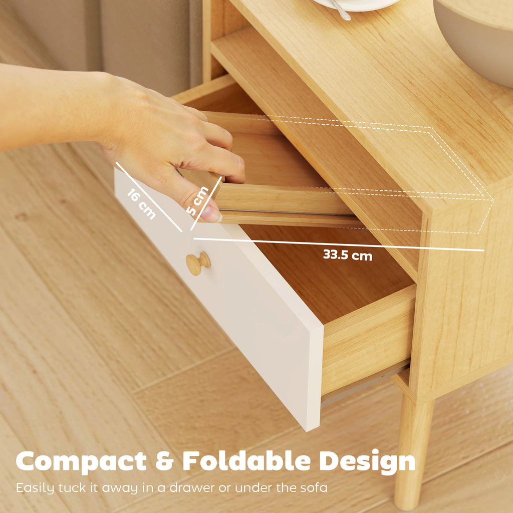 Bamboo Sofa Arm Tray, Foldable Anti-Slip Armrest Tray for Drinks and Snacks, Natural Wood Finish