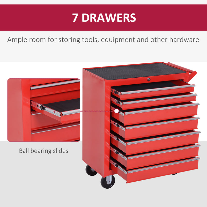 7-Drawer Lockable Rolling Tool Cabinet – Red – image 4 of 9