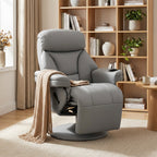 Upholstered Reclining Armchair, Manual Recliner Chair with Footrest and Adjustable Backrest, Grey