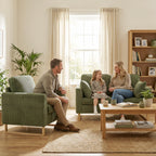 Accent Chair with Spring, Modern Industrial Armchair with Metal Legs for Livingroom Dark Green