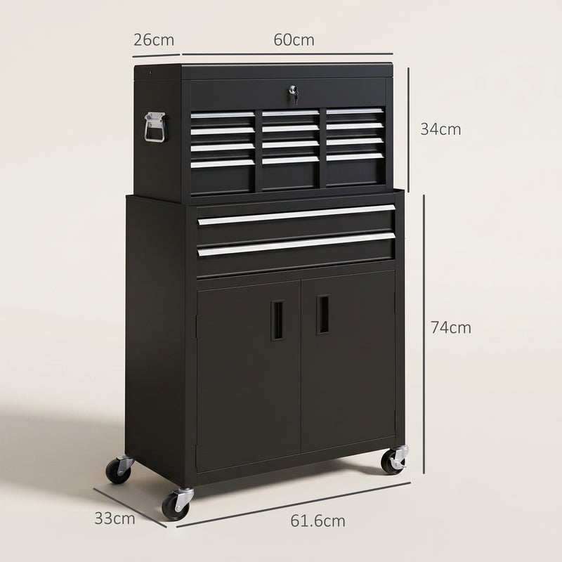 6-Drawer Rolling Tool Chest & Cabinet with Pegboard – Black – image 3 of 9