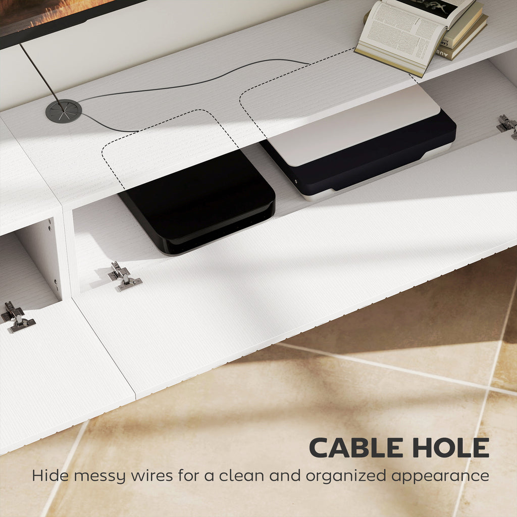 80cm Floating TV Stand, Wall Mount TV Unit with Cable Management Hole, Fits up to 72" TV, White
