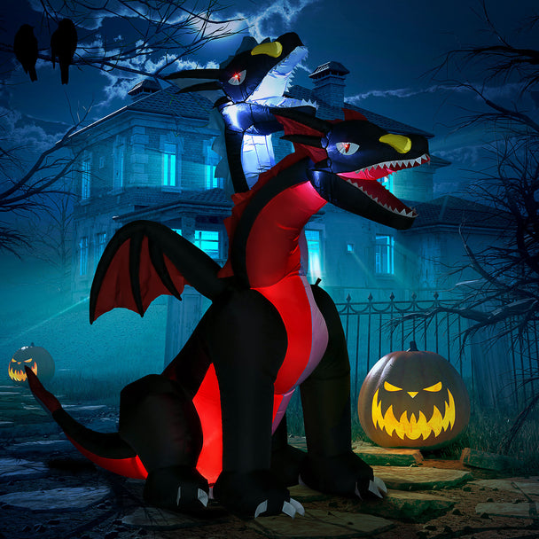 7ft Inflatable Two-Headed Dragon with 7 LED Lights – image 2 of 9