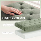 Storage Ottoman, Chenille Upholstered Ottoman Storage Box with Padded Seat, Metal Legs, 114 x 41 x 45 cm, Light Green