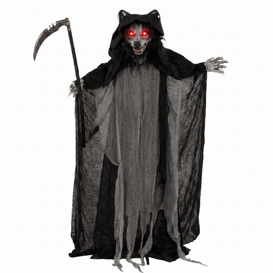 170cm Animated Werewolf with Sickle, Glowing Eyes & Sound – image 1 of 9