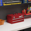 2-Drawer Metal Tool Box with Carry Handle – Red – image 2 of 9