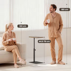 C Shaped Side Table, Small End Table with Adjustable Height and Metal Base for Living Room, Bedroom, Rustic Brown