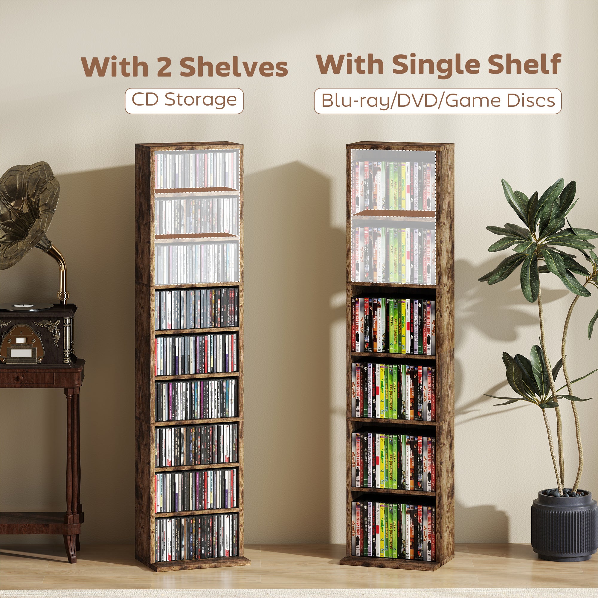 260 Narrow CD Storage Unit - Rustic Brown