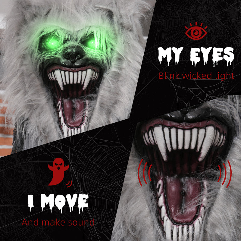 210cm Animated Skeleton Werewolf with Glowing Eyes – image 5 of 9
