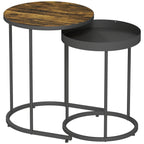 Set of Two Industrial Nesting Tables - Brown/Black