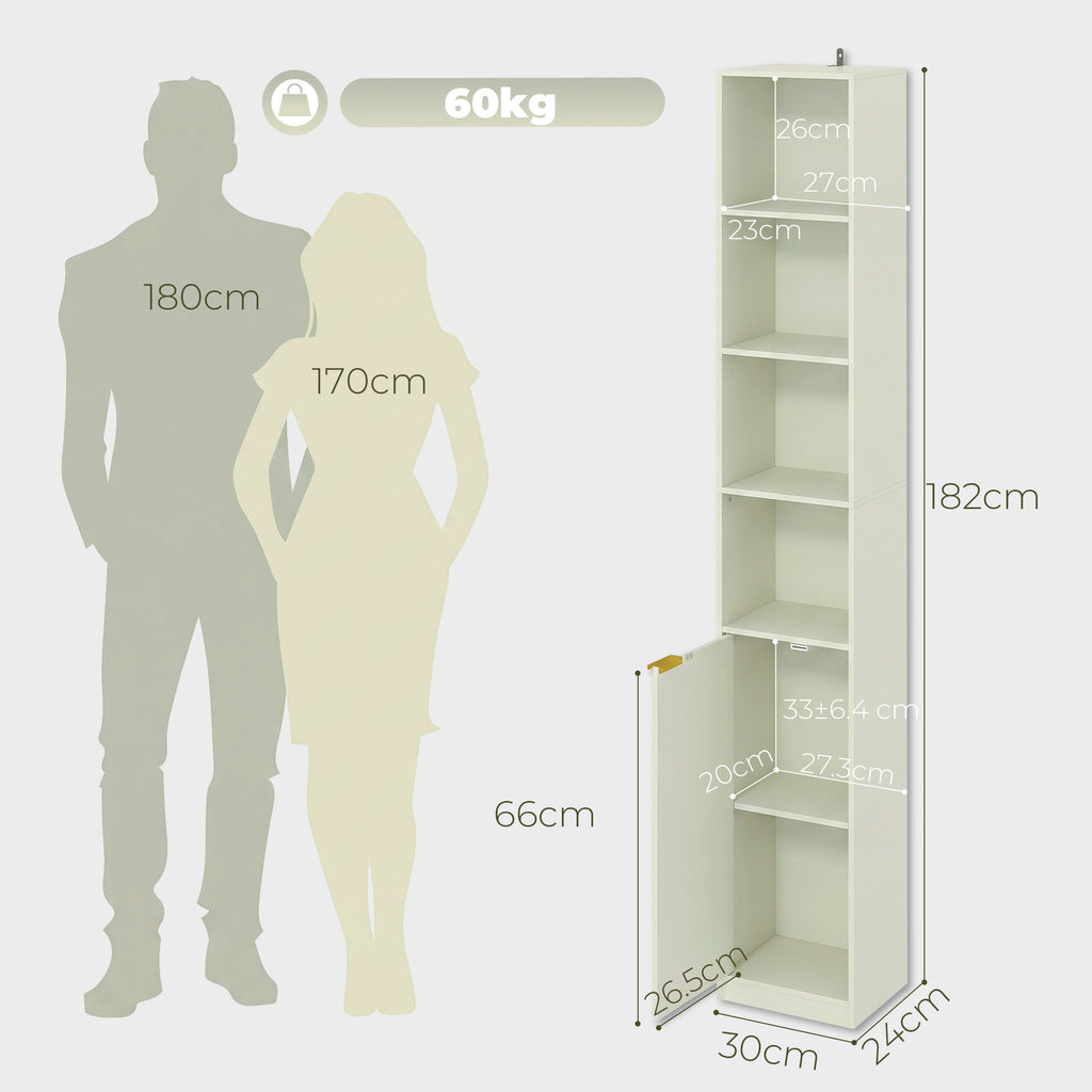 Bookcase Adjustable Shelf Bookshelf Anti-Tip Hardware 6-Tier Storage Cabinet Light Green