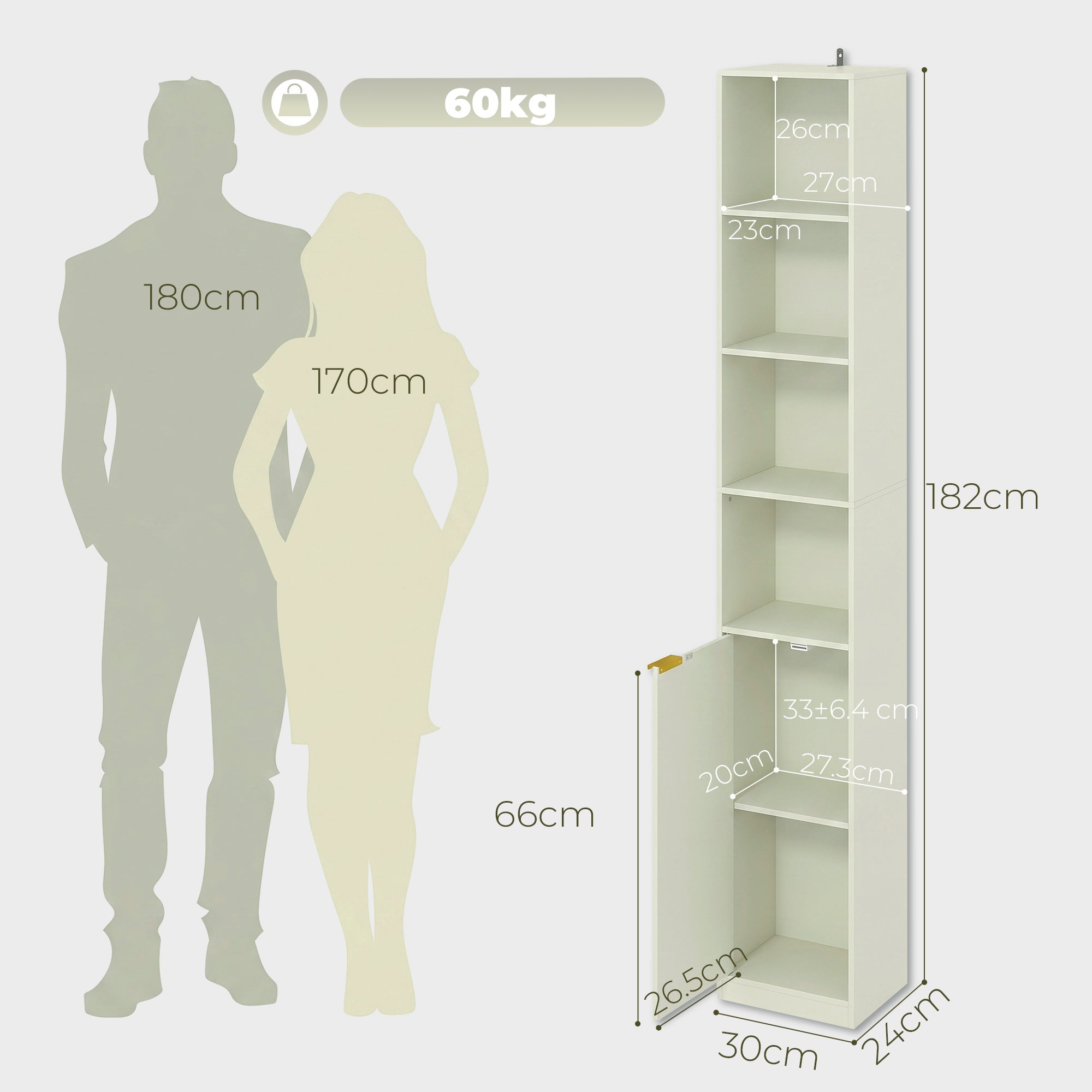 Bookcase Adjustable Shelf Bookshelf Anti-Tip Hardware 6-Tier Storage Cabinet Light Green