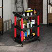 3-Tier Rolling Tool Trolley with Handles, 91kg Capacity – Black/Red – image 8 of 9