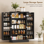 HOMCOM Kitchen Cupboard, Freestanding Multi-Storage Kitchen Pantry Cabinet with Adjustable Shelves, Black
