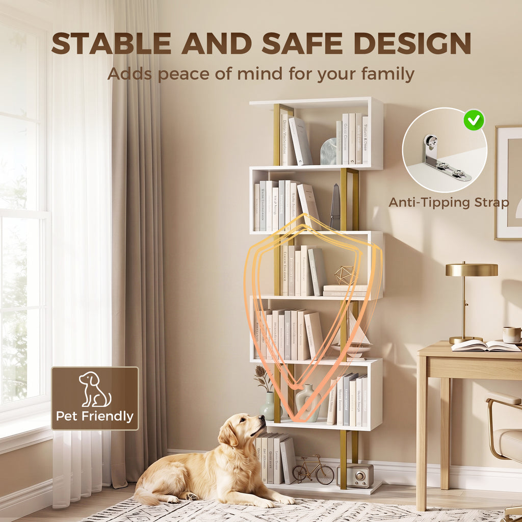 Industrial Freestanding Bookshelf, Storage Shelving Unit for Bedroom and Living Room