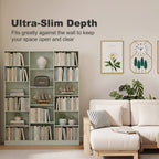 Bookcase with Open Storage, 6-Tier Bookshelf with Anti-Tipping Hardware, Light Green