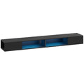 Wall Mounted TV Stand with RGB LED Lights, Floating Entertainment Centre for 75 Inch TV, Black