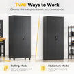 180cm Lockable Steel Tool Cabinet with Wheels & Adjustable Shelves – Black – image 5 of 9