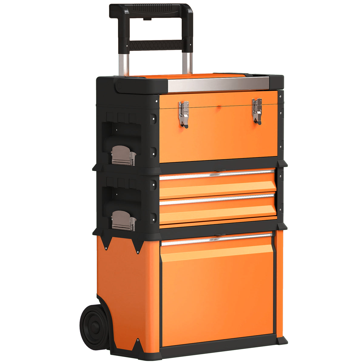 3-in-1 Stackable Rolling Tool Box System – Orange – image 1 of 9
