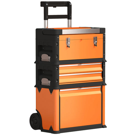 3-in-1 Stackable Rolling Tool Box System – Orange – image 1 of 9