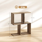 Side Table, Narrow End Table with Storage Shelves, S-Shaped, 3-Tier, 50W x 19.5D x 58H cm, Oak