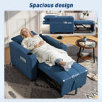 3-in-1 Single Sofa Bed, Convertible Sleeper Chair Bed - Dark Blue