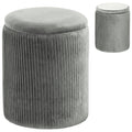 Storage Ottoman Modern Velvet Round Foot Stool for Living Room Bedroom 45 cm Grey