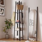 Industrial-Style Four Shelf Coat Stand - Grey/Black