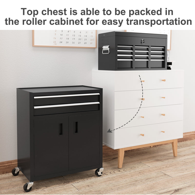 6-Drawer Rolling Tool Chest & Cabinet with Pegboard – Black – image 7 of 9
