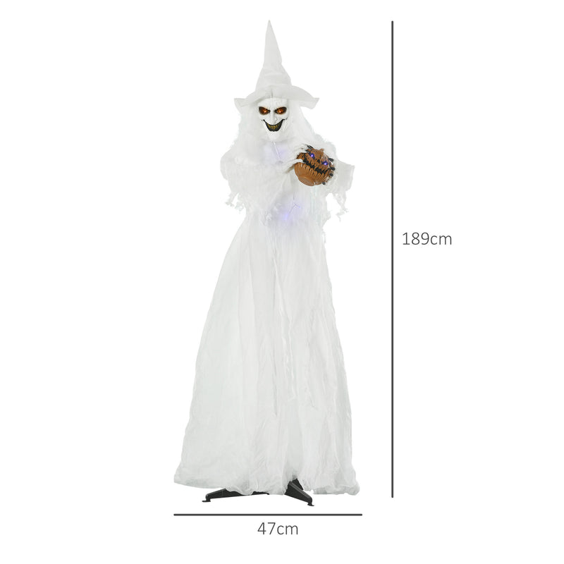 189cm Light-Up Witch Holding Pumpkin Head – image 3 of 9