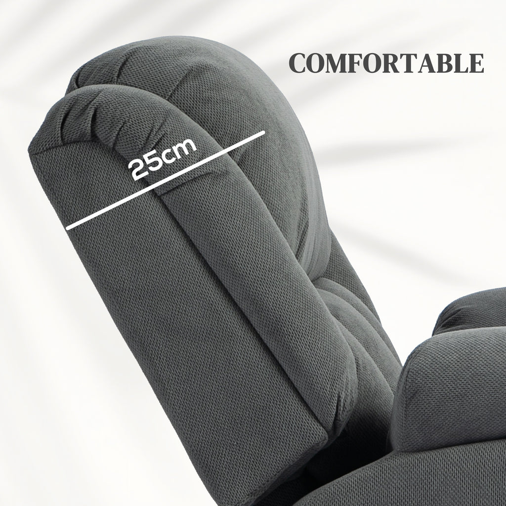 Recliner Armchair Lift Chair, Electric Recliner Chair with Vibration Massage and Heat, Wide Seat, USB Port, Grey