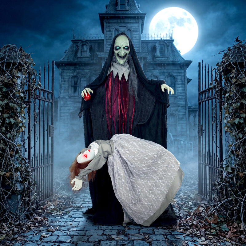 180cm Animated Witch with Floating Ghost, Light & Sound – image 2 of 9