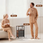 Side Table, Narrow Bedside Table with Charging Station, 2 Drawers, AC Outlet and 2 USB Ports for Living Room, Bedroom