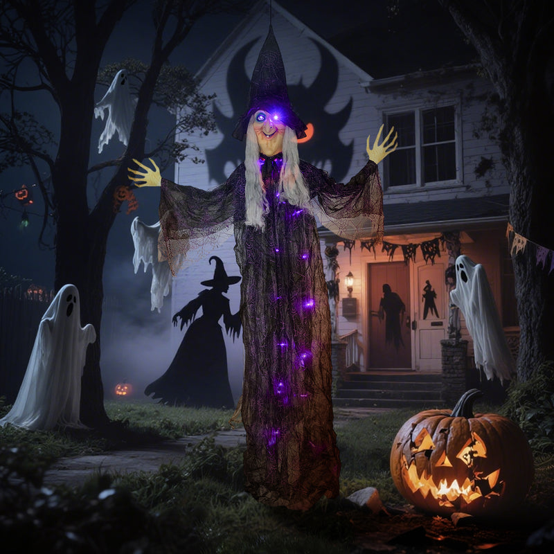 183cm Hanging Witch with Purple LED Lights & Sound – image 2 of 9