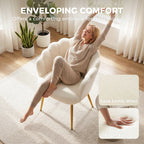Lounge Chair Petal-Back Armchair Metal Metal Legs for Living Room Bedroom Cream