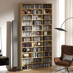 CD Storage Unit with Adjustable Shelves, 102 x 195 cm, Oak Tone
