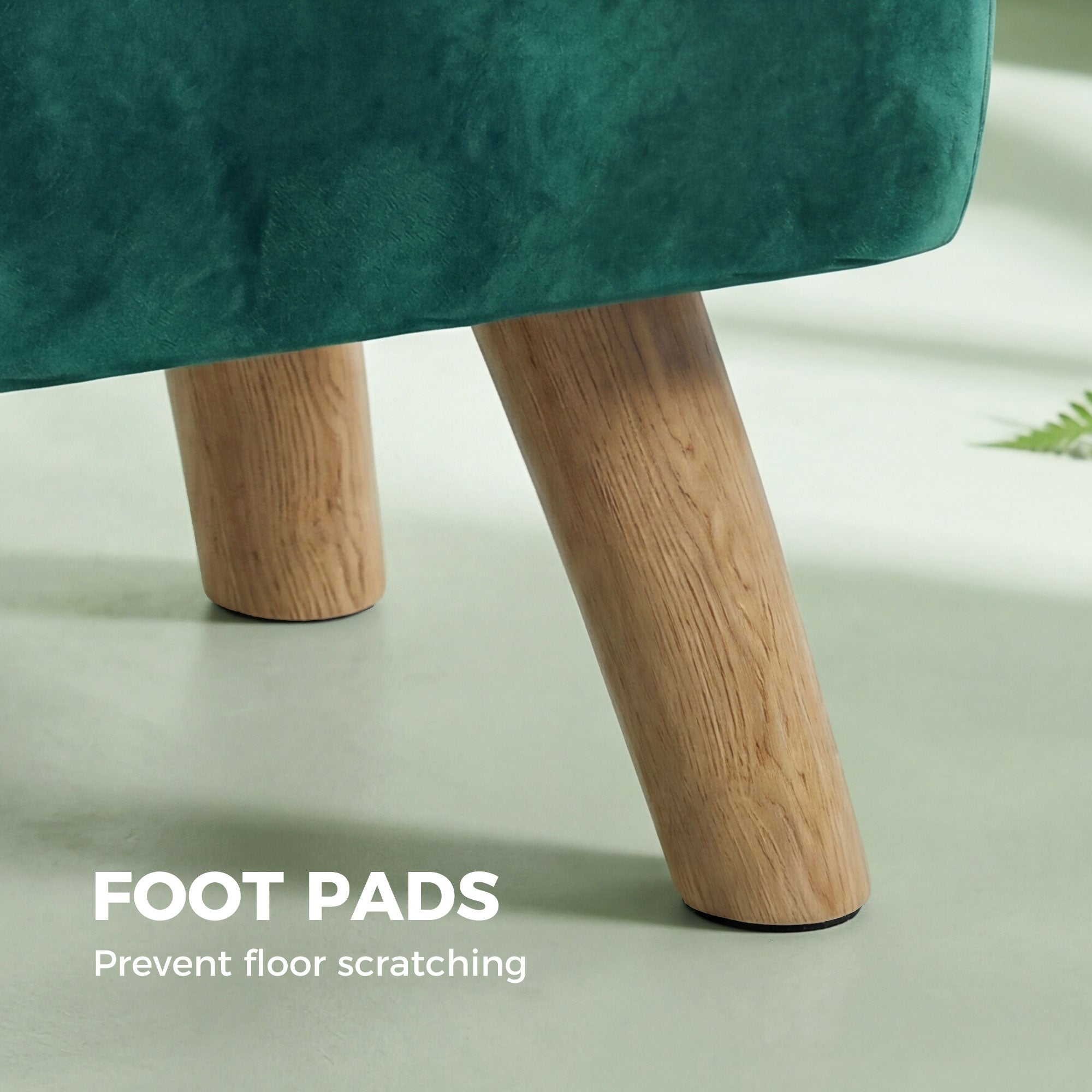 Velvet Square Padded Footstool - Dark Green