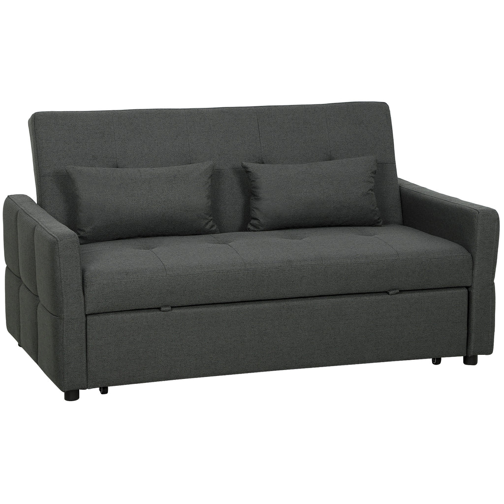 Three-Way Two-Seater Sofa Bed - Charcoal Grey